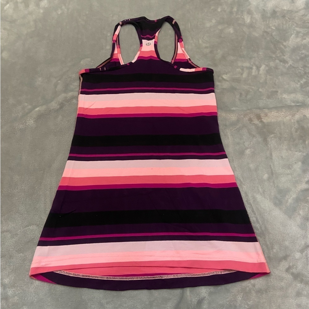 Lululemon Cool Racerback Assorted Stripe Bleached Coral Tank Top 21961 - Picture 8 of 12